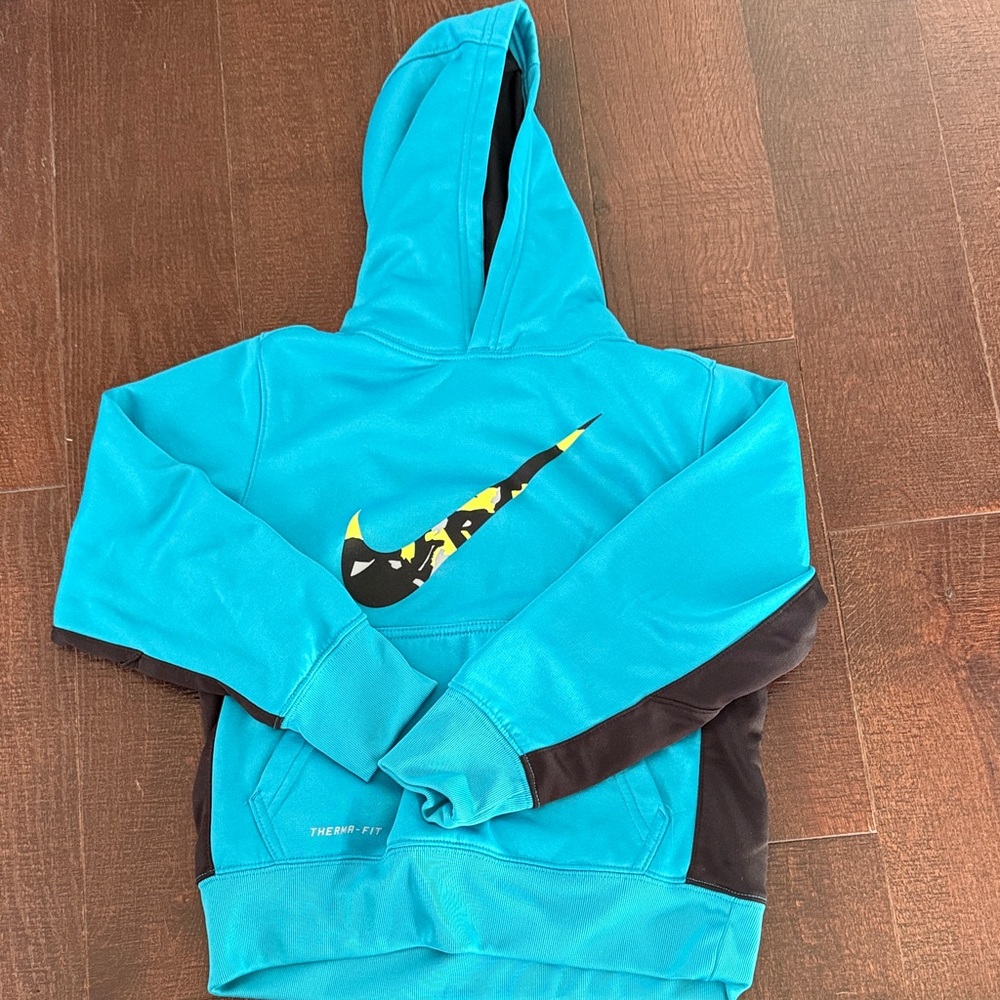 Nike Kids Teal and Black Hoodie